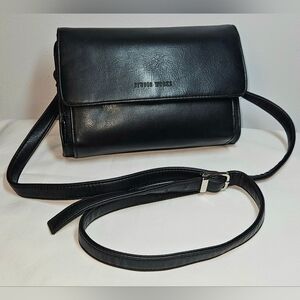 Studio Works Multi-Compartment Black Faux Leather Crossbody Bag